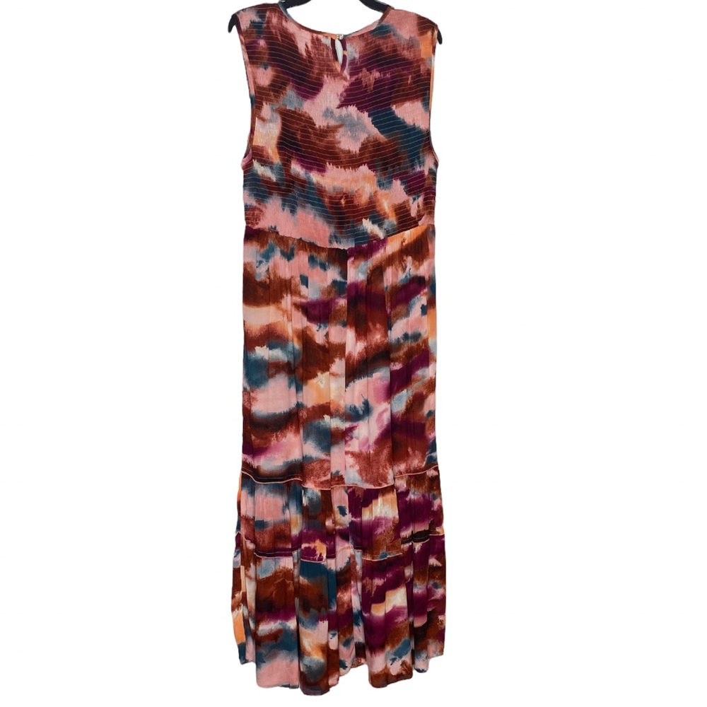 Brand New! ady P Sleeveless Printed Dress with Tiered Looking Bodice. Size 1X - Picture 3 of 8
